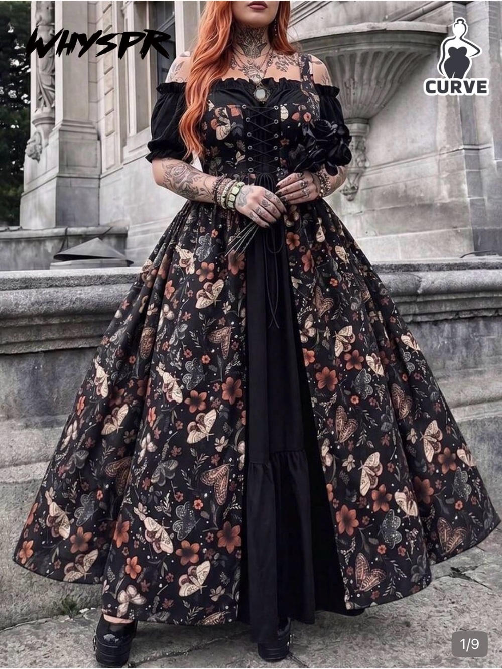 Women’s spooky gothic season Maxi Dress - Black & Rust 4X